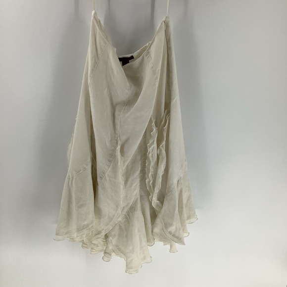 DVF Diane von Furstenberg Dresses & Skirts - Willi Smith  Ivory Linen Ruffle Asymmetrical Hem Skirt Sz 14